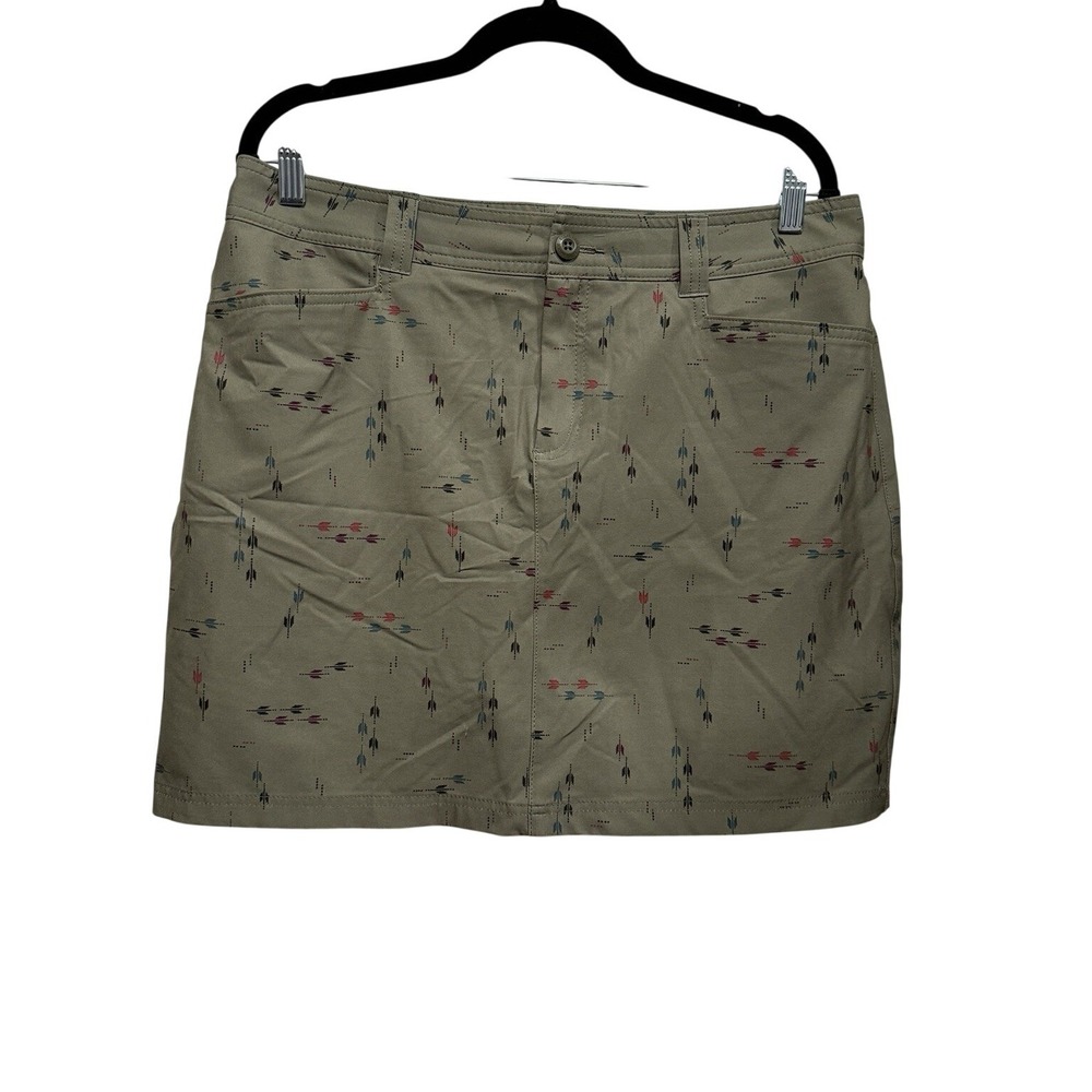 Eddie Bauer Womens 10 Green Arrow Print Adventurer 2.0 Skort Outdoor Hiking Golf